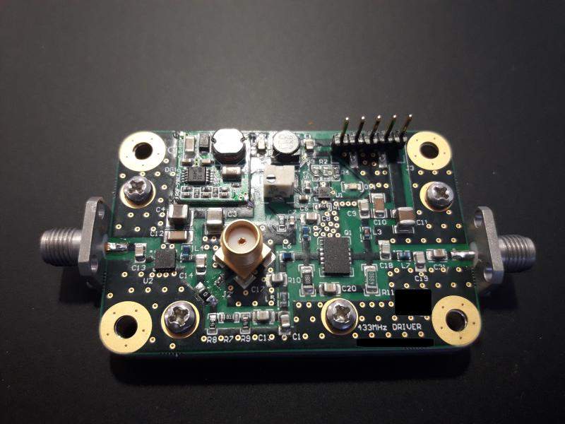 Compact E-REON 433 MHz RF driver PCB with coaxial connectors