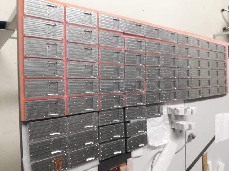 Batch of machined aluminium baseplates for E-REON 300 W power amplifiers