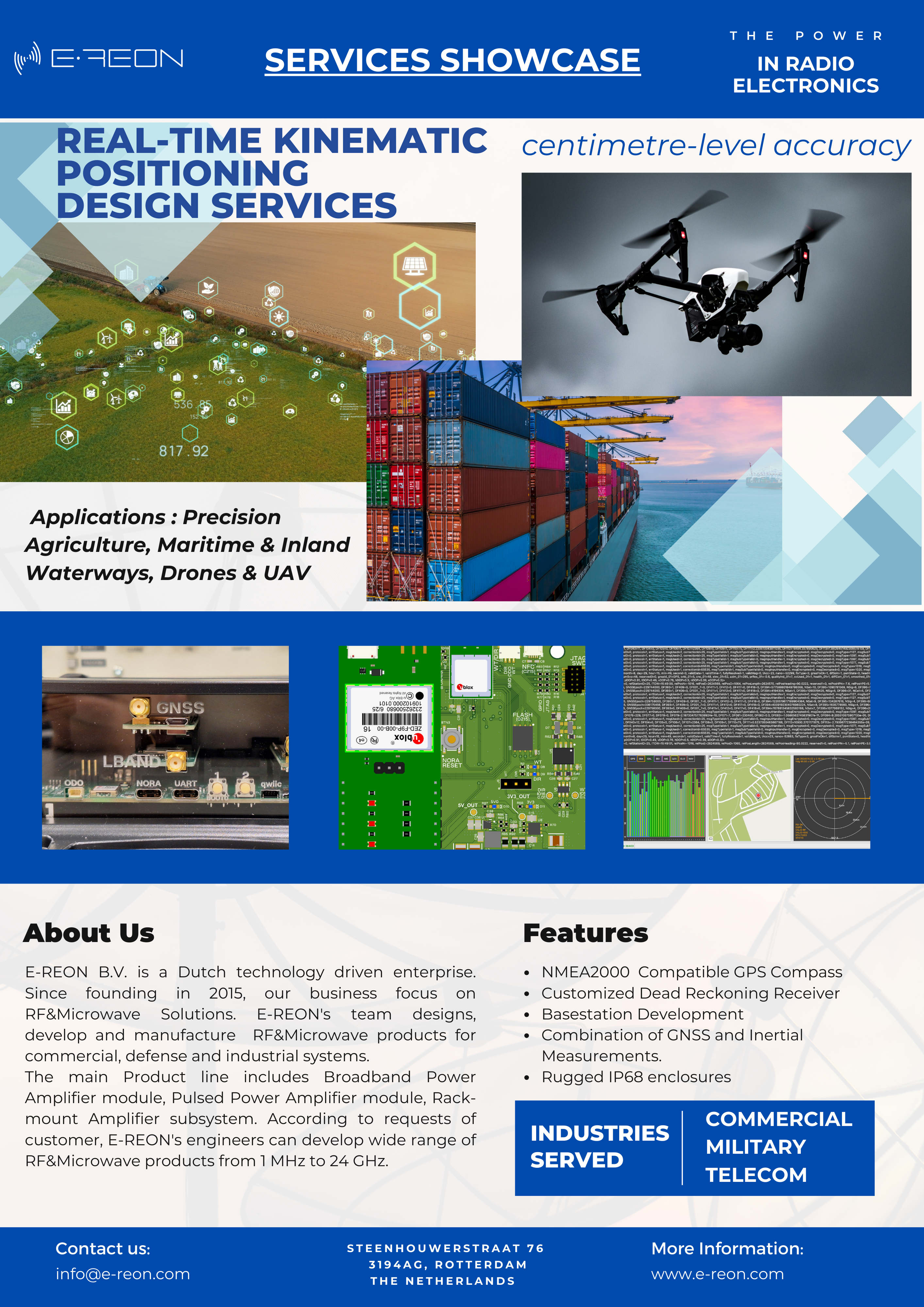 Overview of E-REON real-time kinematic positioning design services and applications