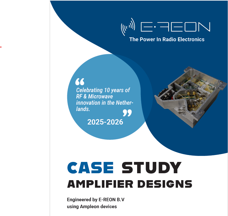 Cover of the E-REON case study celebrating ten years of RF amplifier designs