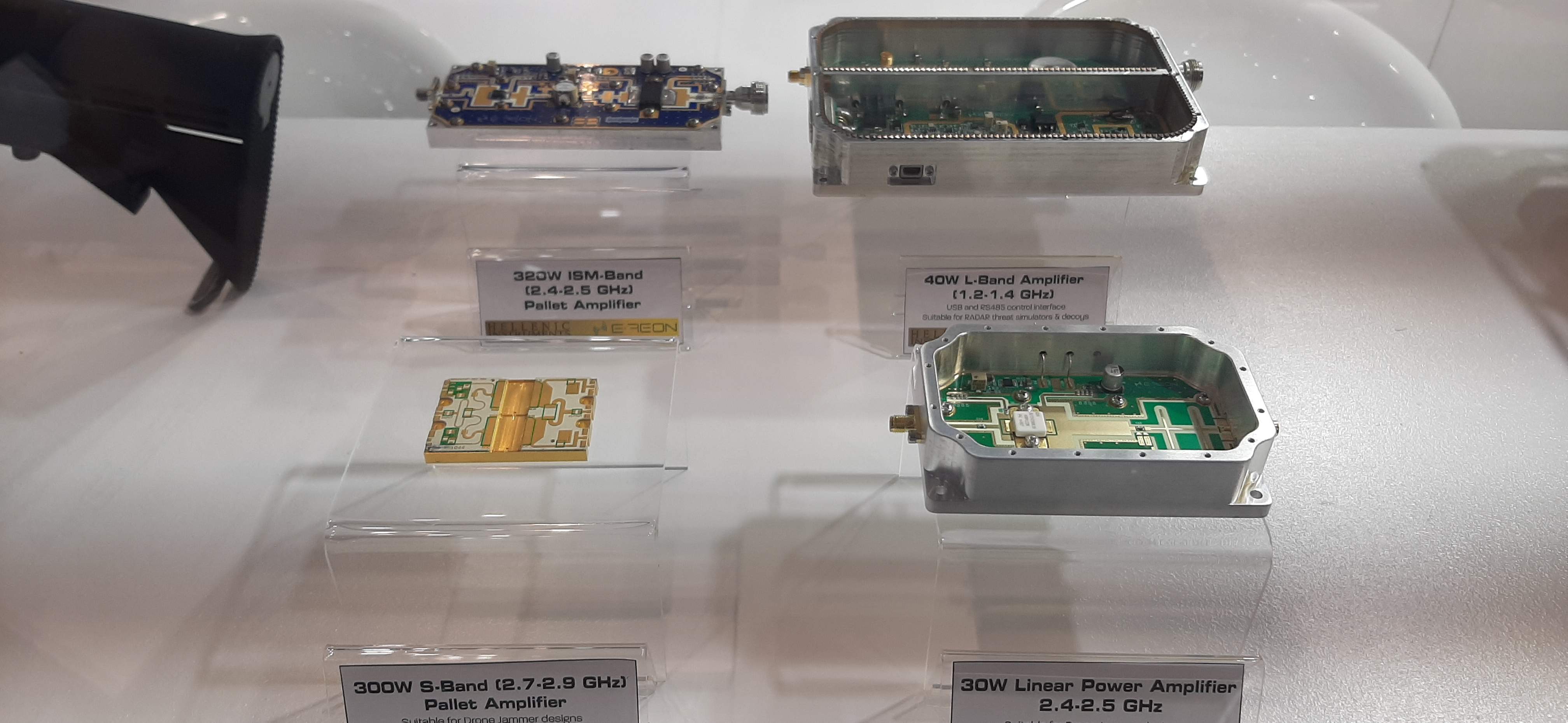 E-REON RF power-amplifier modules displayed at DEFEA 2021 in Athens