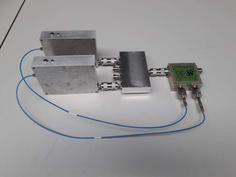 RF power-amplifier modules connected through passive combining components