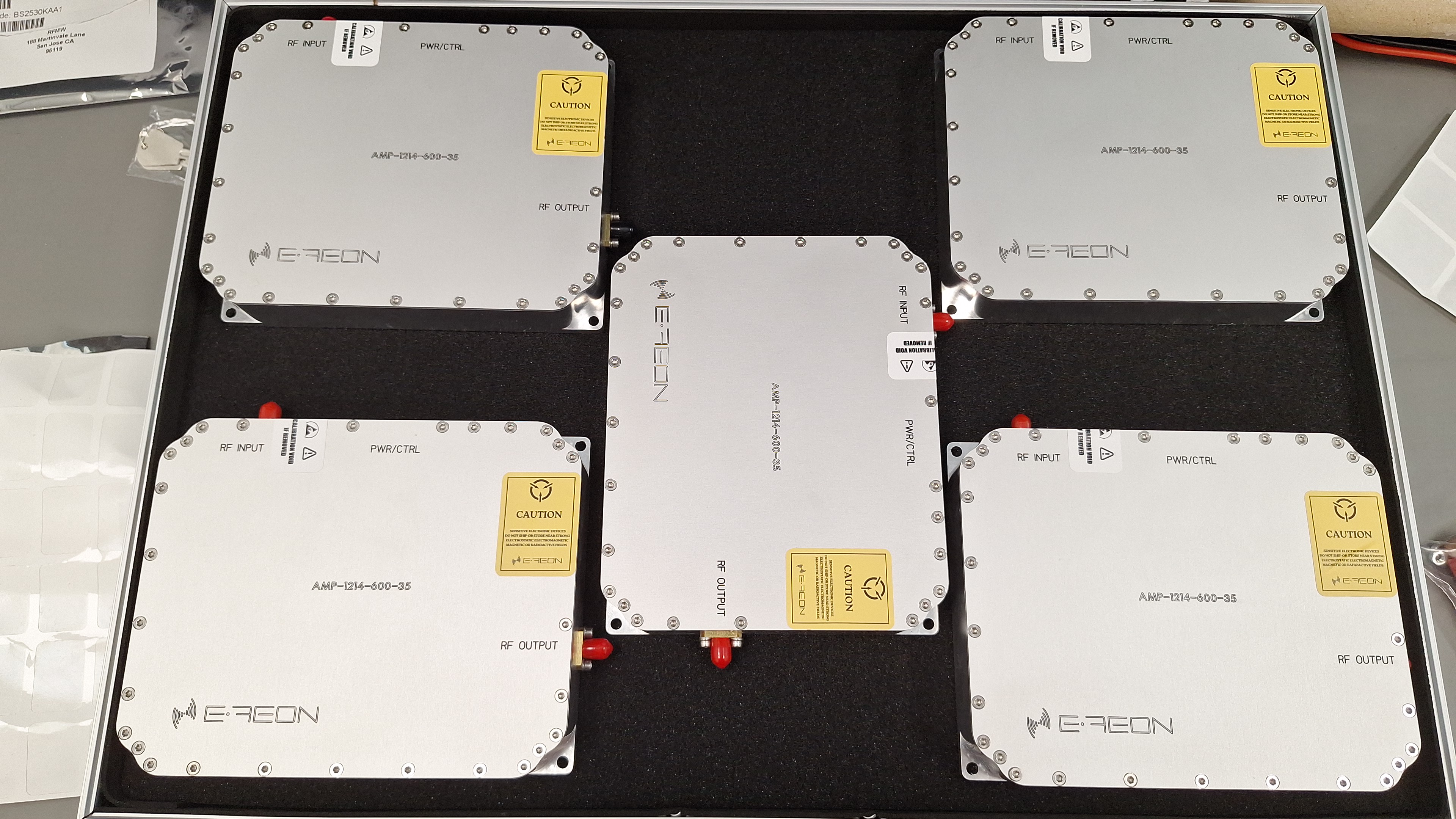 Finished E-REON 600 W pulsed L-band RF power amplifier modules