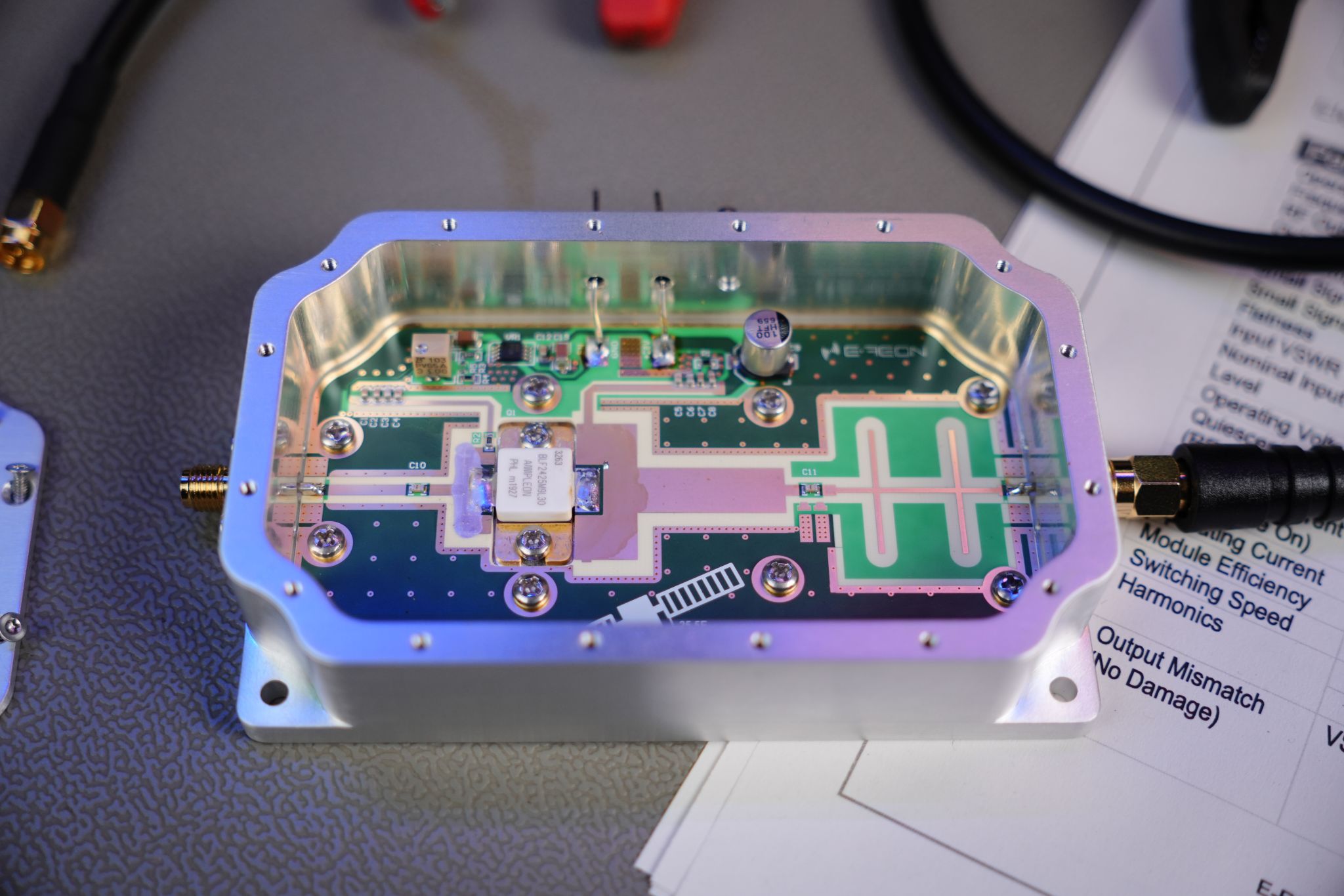 Interior view of the E-REON PowerBlast 30 LDMOS RF power amplifier